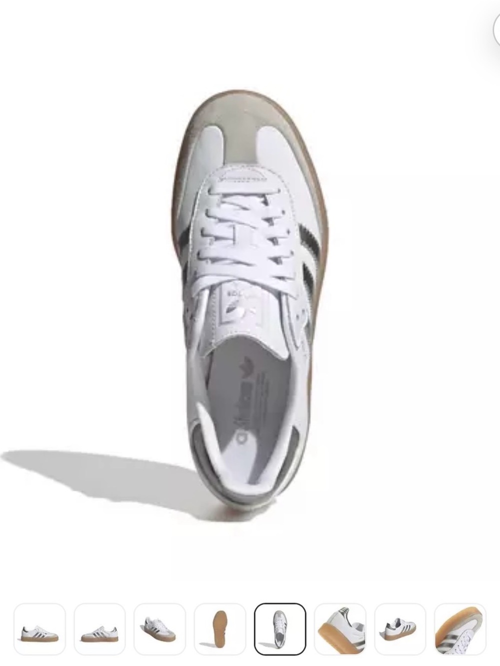 adidas Original Sambae White/Silver Metallic/Gum Platform Sneakers NIB - Picture 5 of 15